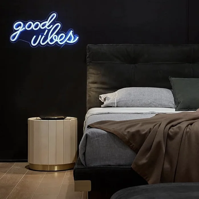 DECANIT Good Vibes Neon Sign for Bedroom Wall Decor